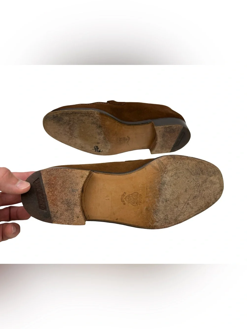 Vintage Gucci Horsebit Loafers Brown Suede Leather Dress Shoe 41 Italy 7.5